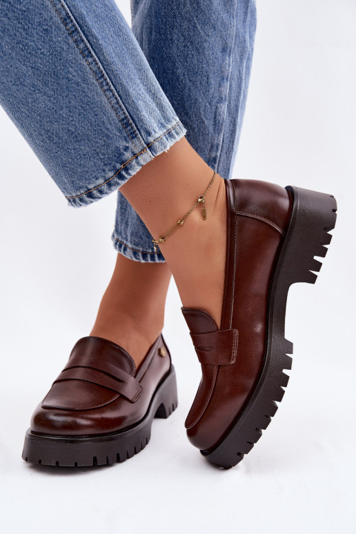 Leer dames mocassins Vinceza 18125 bruine kleur