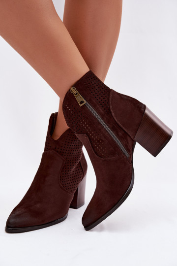 Vinceza 58640 dames laarzen met perforaties in chocolade kleur