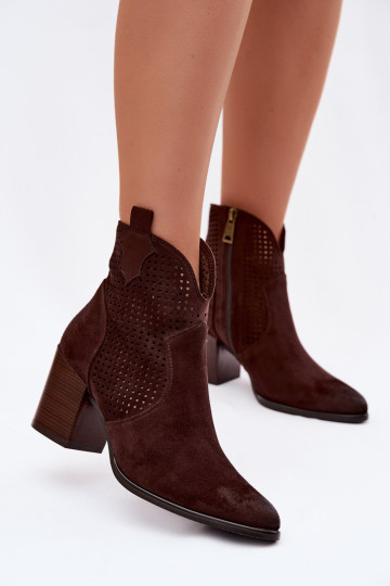 Vinceza 58640 dames laarzen met perforaties in chocolade kleur 2