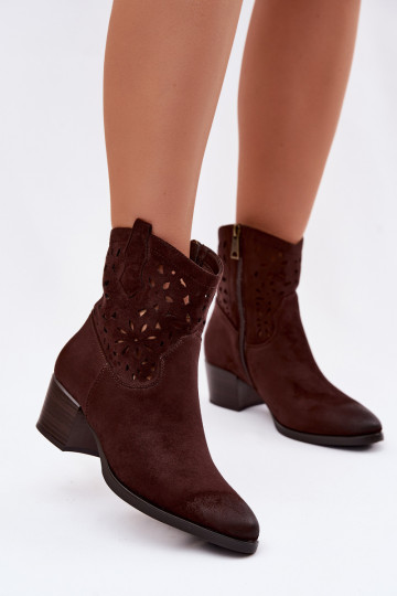 Vinceza 58452 perforatie dames laarzen met hak in chocolade kleur 2