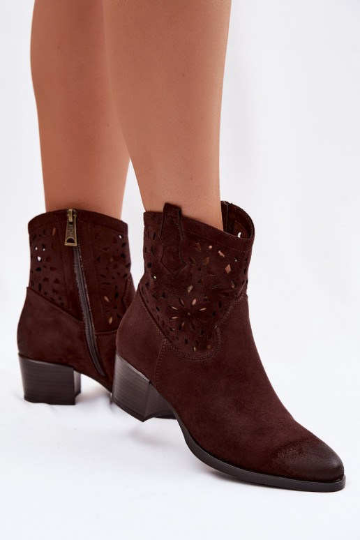 OpengeInerkte laarzen Dames met hakken Vinceza 58452 Czekolada