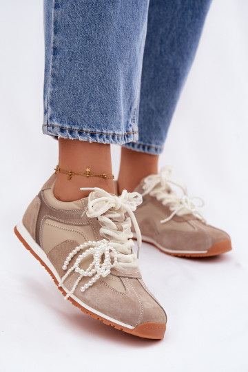 Leer van suède Sneakers model schoenen Dames Big Star TT274677 beige 2