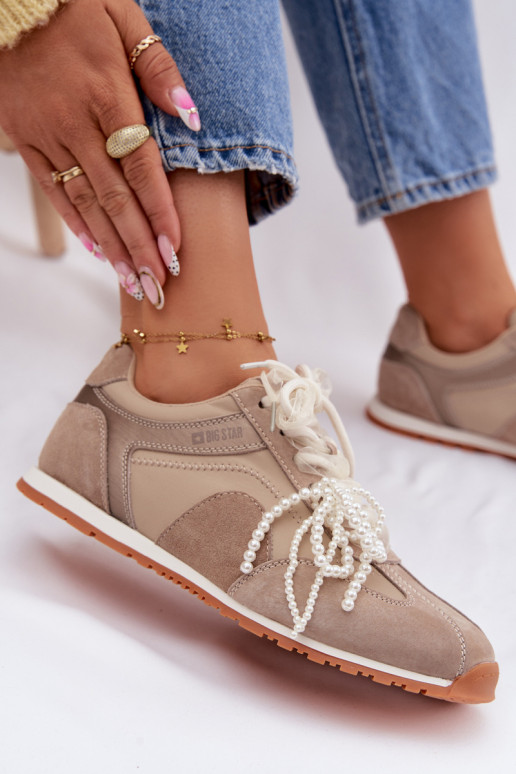 Leer van suède Sneakers model schoenen Dames Big Star TT274677 beige