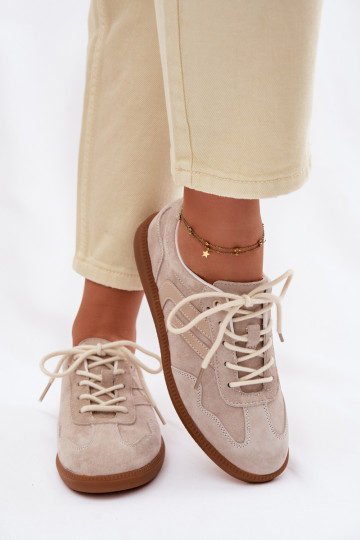 Leer van suède Sneakers model schoenen Dames laag beige Perinae 2