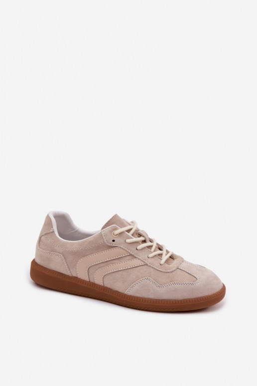 Leer van suède Sneakers model schoenen Dames laag beige Perinae