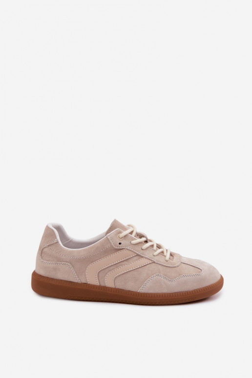 Leer van suède Sneakers model schoenen Dames laag beige Perinae