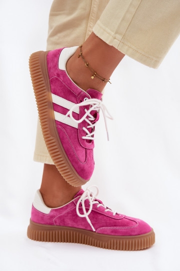 van suède Sneakers model schoenen Dames met platform roze Het heeftrisae