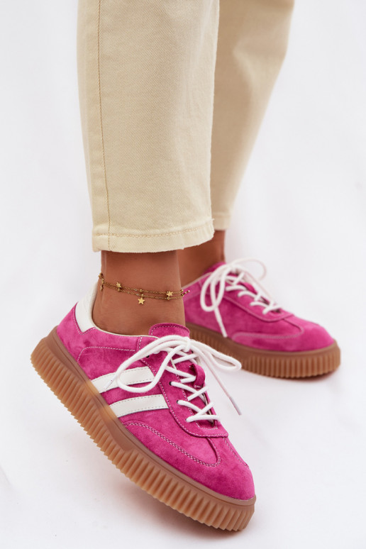 van suède Sneakers model schoenen Dames met platform roze Het heeftrisae