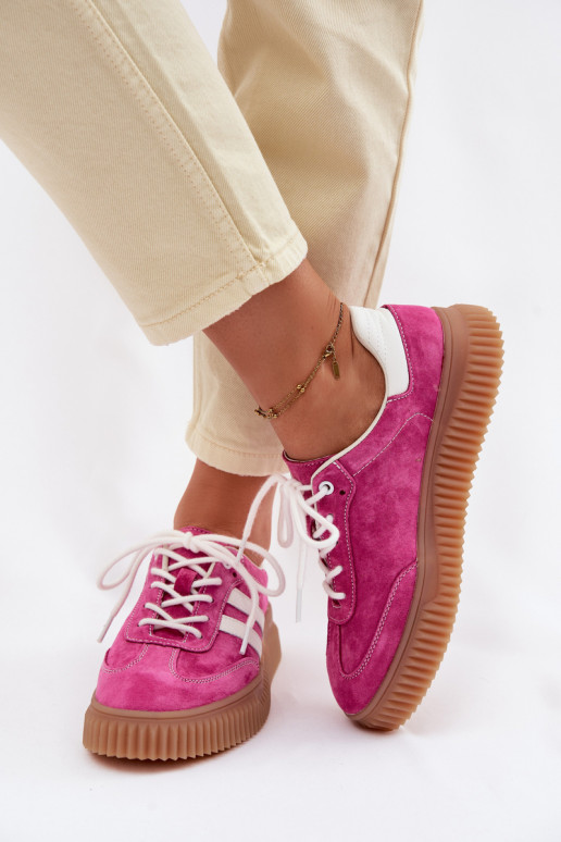 van suède Sneakers model schoenen Dames met platform roze Het heeftrisae