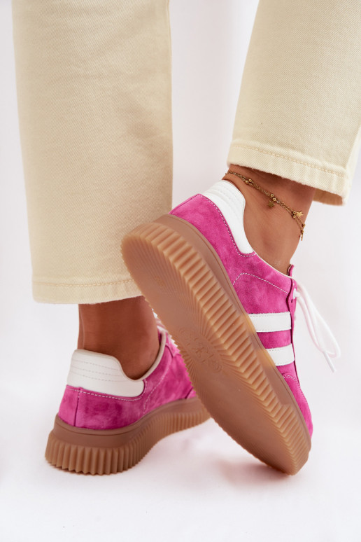 van suède Sneakers model schoenen Dames met platform roze Het heeftrisae