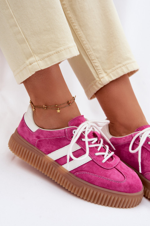 van suède Sneakers model schoenen Dames met platform roze Het heeftrisae