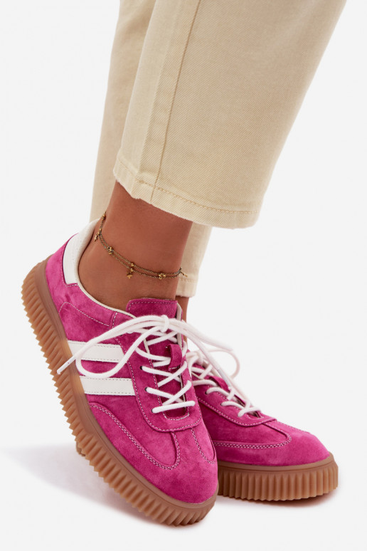 van suède Sneakers model schoenen Dames met platform roze Het heeftrisae