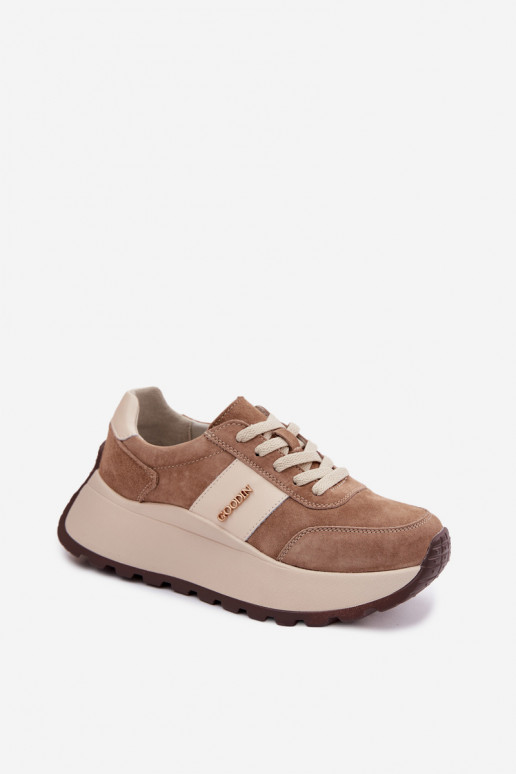 Sneakers model schoenen Dames met platformOpturalnego van suèdeu beige Rosinae