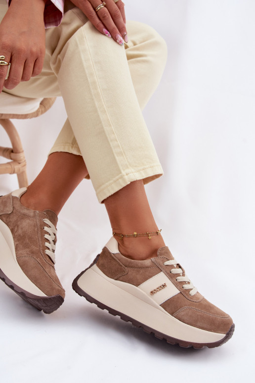 Sneakers model schoenen Dames met platformOpturalnego van suèdeu beige Rosinae