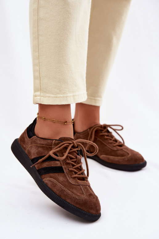 Leer van suède Sneakers model schoenen Dames bruine kleur Ismina