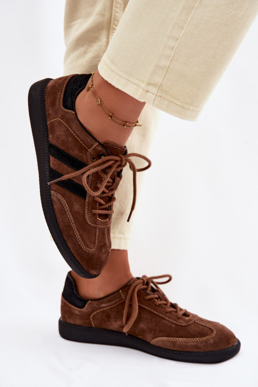 Leer van suède Sneakers model schoenen Dames bruine kleur Ismina