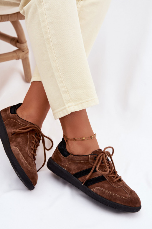 Leer van suède Sneakers model schoenen Dames bruine kleur Ismina