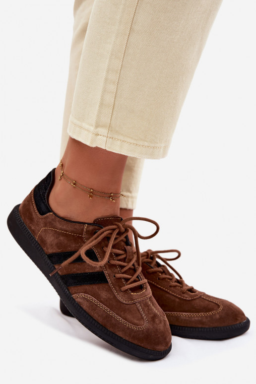 Leer van suède Sneakers model schoenen Dames bruine kleur Ismina