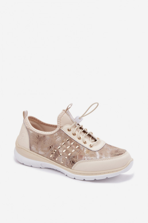 Met patroon Leer schoenen Dames D&A GR61-5990 beige