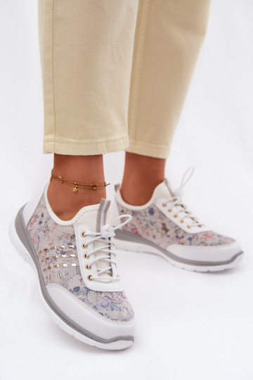 Met patroon Leer schoenen Dames D&A GR61-5990 Initte kleur 2