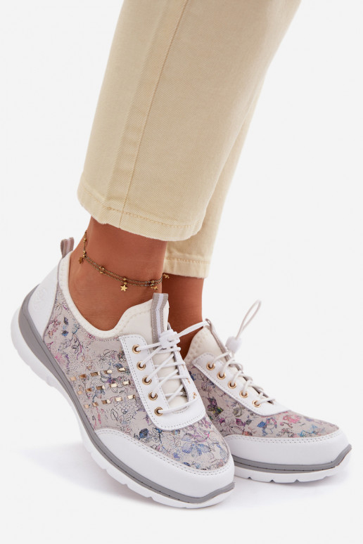 Met patroon Leer schoenen Dames D&A GR61-5990 Initte kleur