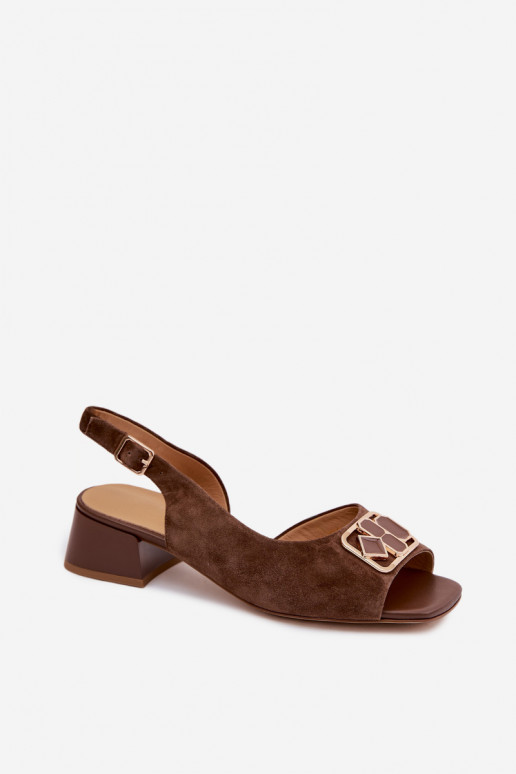 Elegante stijl sandalenOpturalnego van suèdeu met hakken D&A CE61-3127 bruine kleur