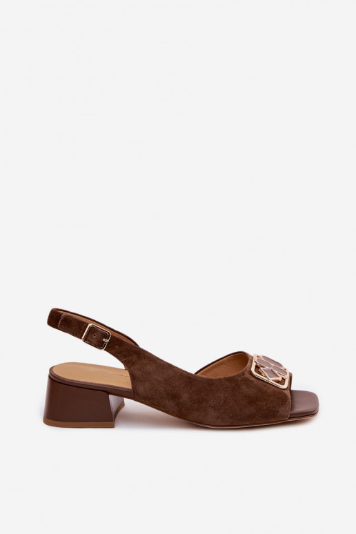Elegante stijl sandalenOpturalnego van suèdeu met hakken D&A CE61-3127 bruine kleur