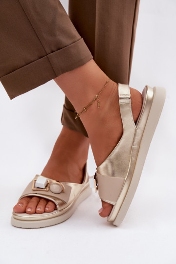 Dames sandalen met ornamenten D&A GR61-5932 goudkleurig 2