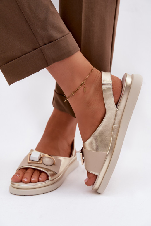 Dames sandalen Dames met ornamenten D&A GR61-5932 gouden kleur