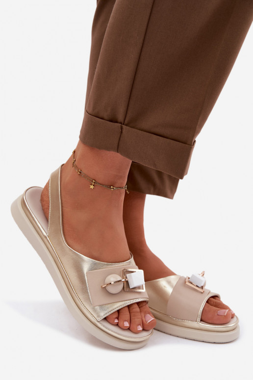 Dames sandalen Dames met ornamenten D&A GR61-5932 gouden kleur