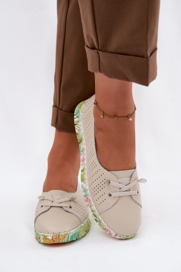 Leren schoenen dames S.Barski GR61-5970 zandkleur