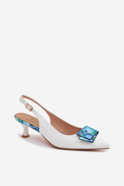 Leer Schoenen Dames met hakken met ornamenten D&A LZ61-2006 Initte kleur