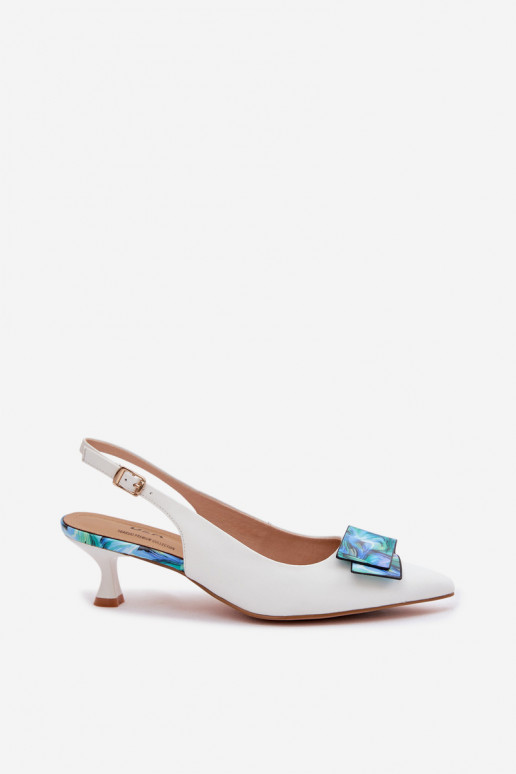 Leer Schoenen Dames met hakken met ornamenten D&A LZ61-2006 Initte kleur