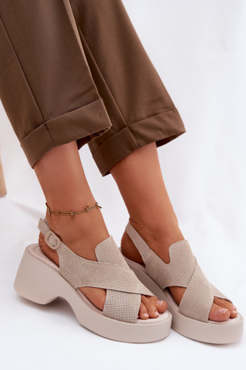 Dames sandalen Dames met platform S.Barski LR61-7005 beige