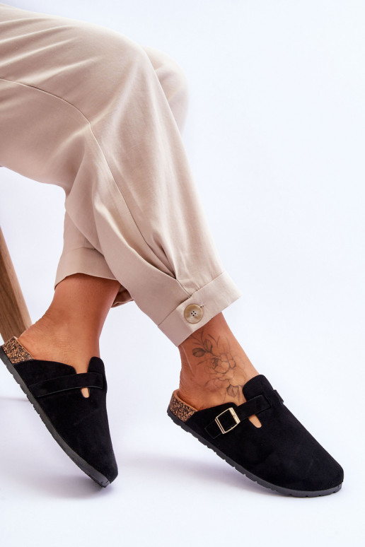 Suède slippers op een kurkplatform zInart Vellma