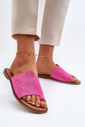 Dames suède slippers roze kleur Amite 2