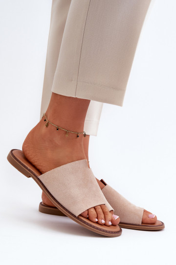 Dames suède slippers zandkleur Amite 2