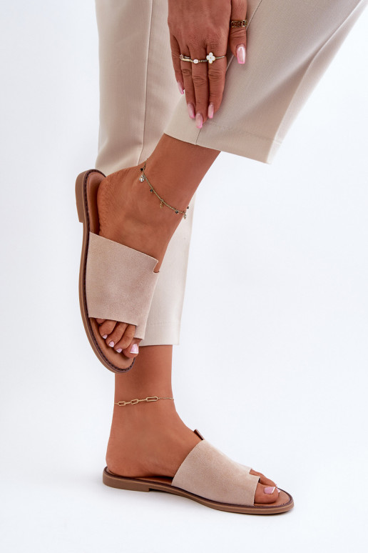 Dames Suede pantoffels Slippers beige Amite