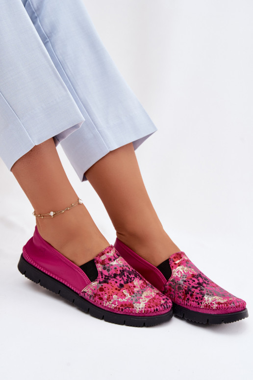 Leren damesslip-on schoenen Het heeftciejka 03512-73 roze