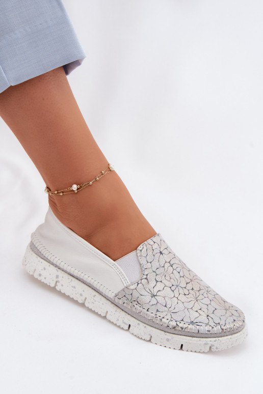 Leren damesslip-on schoenen Het heeftciejka 03512-70 INit-zilvere kleur