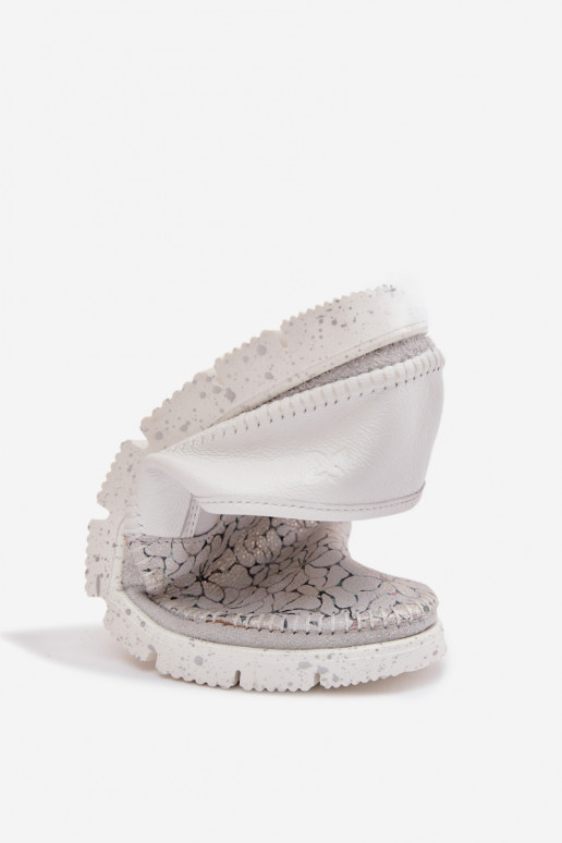 Leren damesslip-on schoenen Het heeftciejka 03512-70 INit-zilvere kleur