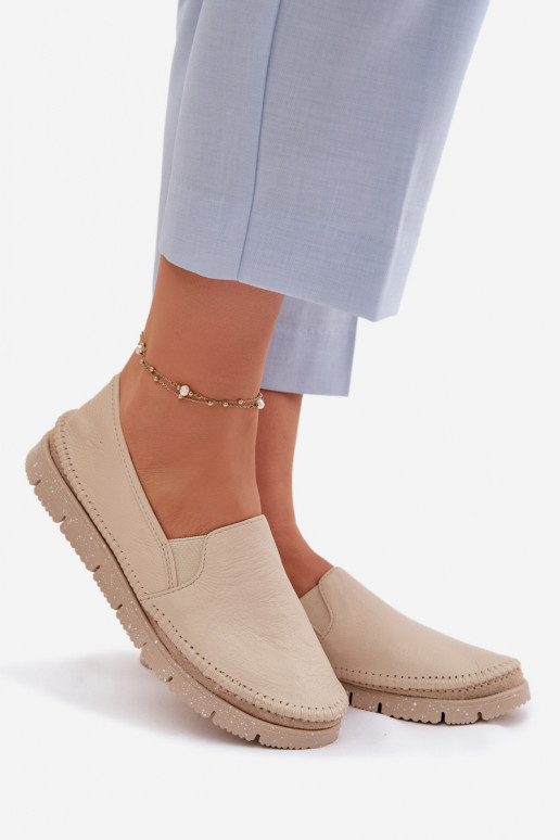 Leren damesslip-on schoenen Het heeftciejka 03512-04 beige