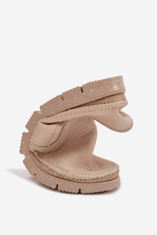 Leren damesslip-on schoenen Het heeftciejka 03512-04 beige