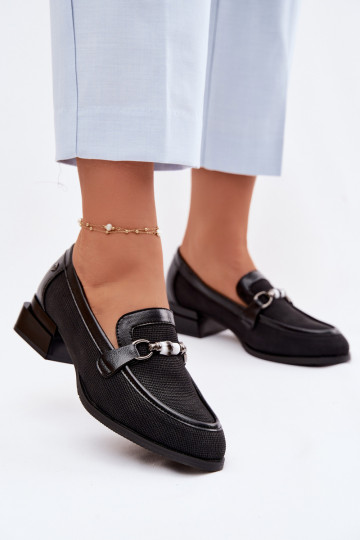 Dames schoenen met hakken en decoratieve details Meliva zwart 2