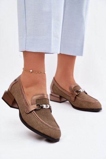 Dames schoenen met hakken en decoratieve details Meliva bruin 2