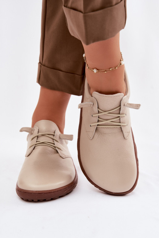 Leer schoenen Barefoot Dames Zazoo 10189 beige