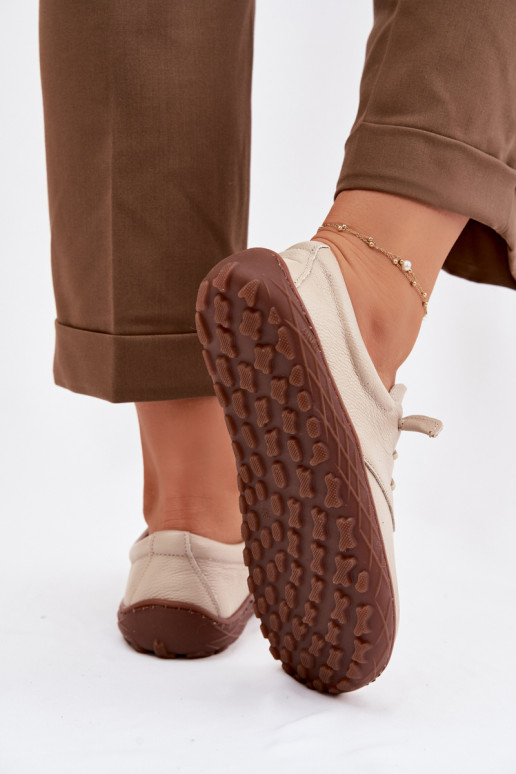 Leer schoenen Barefoot Dames Zazoo 10189 beige