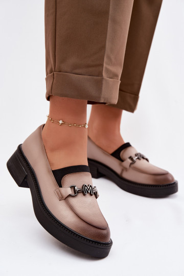 Leer dames mocassins Met sierlijk Detalem Vinceza 39985 beige