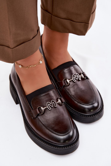 Leren dames mocassins met decoratieve details Vinceza 39985 chocoladekleurig