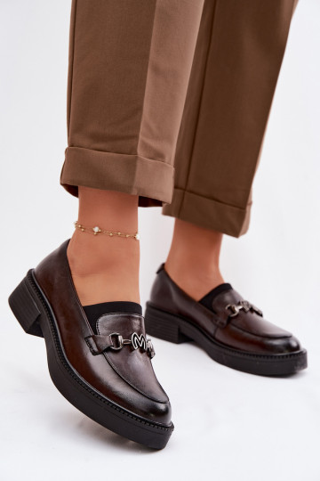 Leren dames mocassins met decoratieve details Vinceza 39985 chocoladekleurig 2